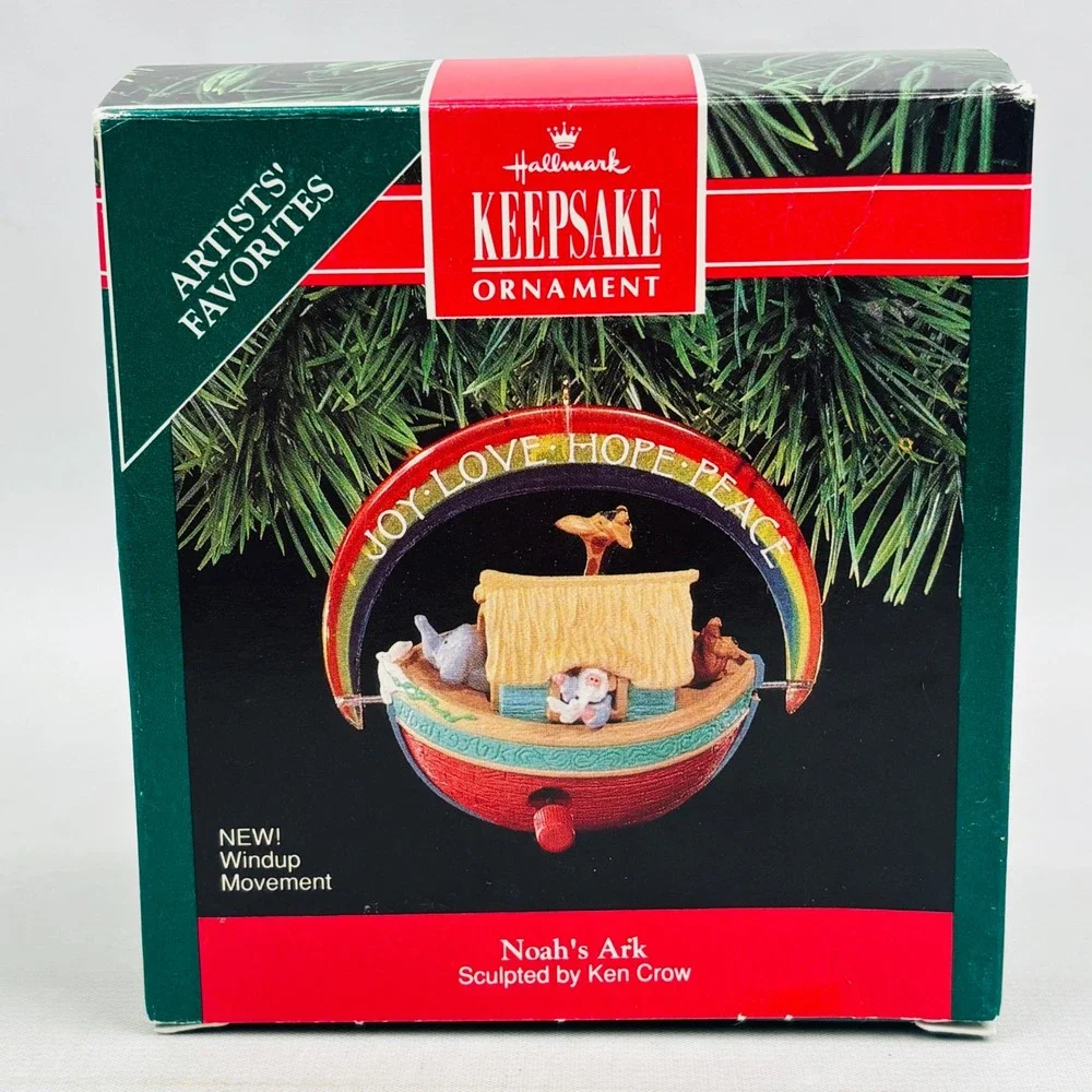 Hallmark Noahs Ark Windup Ornament‎ Rainbow Joy Love Hope Peace Ken Crow 1991